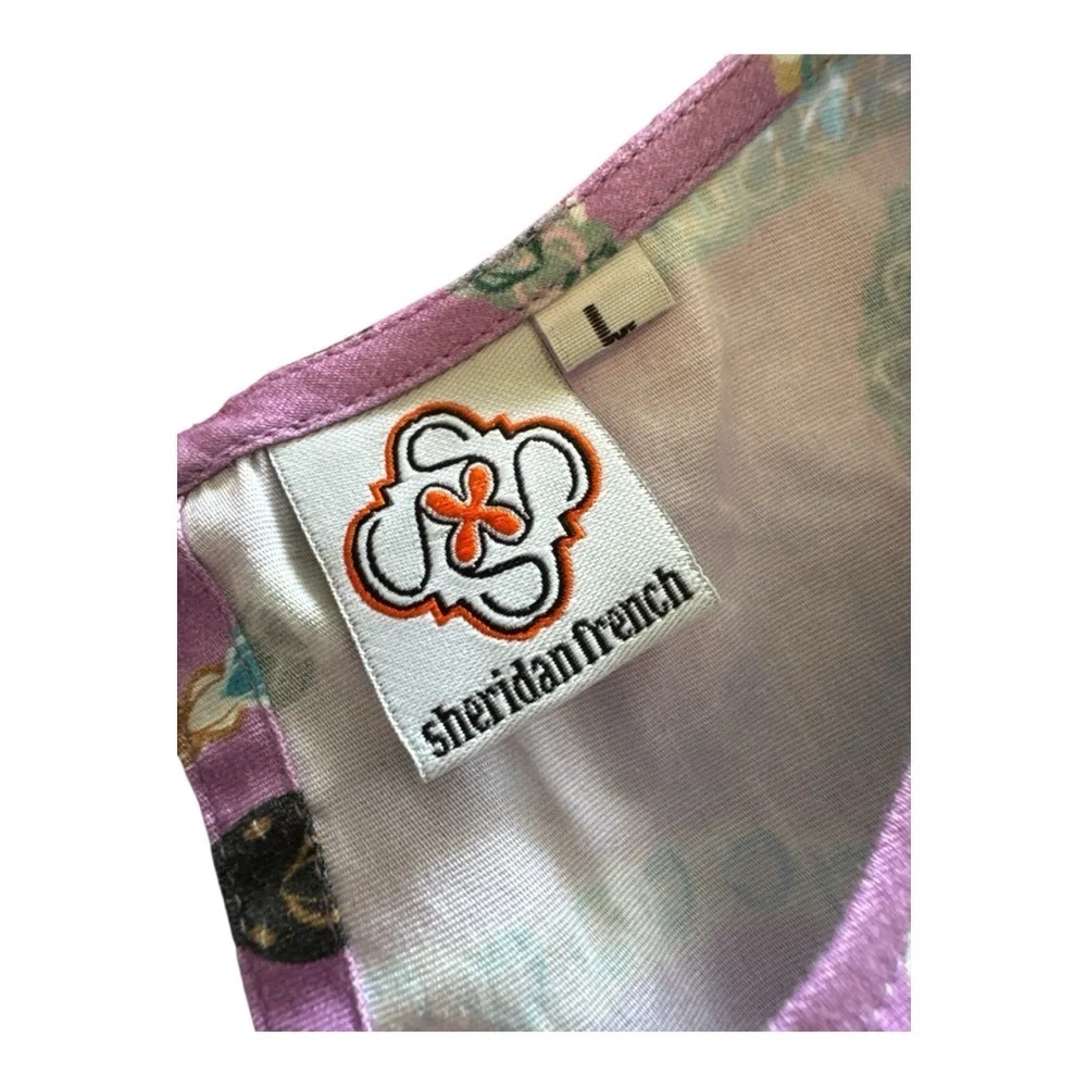 Sheridan French Sabine Asymmetrical Ruffle Maxi Dress L Purple Serpentine Boho - Picture 6 of 6